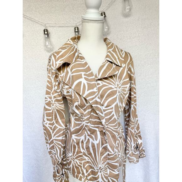 CATO Brown & White Cotton Belted Trench Coat Jacket Women's 18/20W - Picture 2 of 8